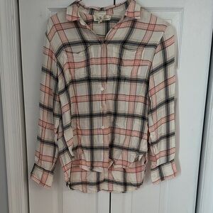 Plaid Button Down Shirt - Pink and Black